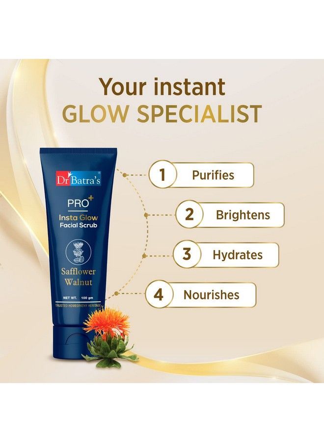Dr Batra's Pro+ Insta Glow Facial Scrub. Unclogs Skin Pores. Brightens Skin Tone Provides Even Complexion ; With Echinacea Safflower Walnut 100 G. - Image 5