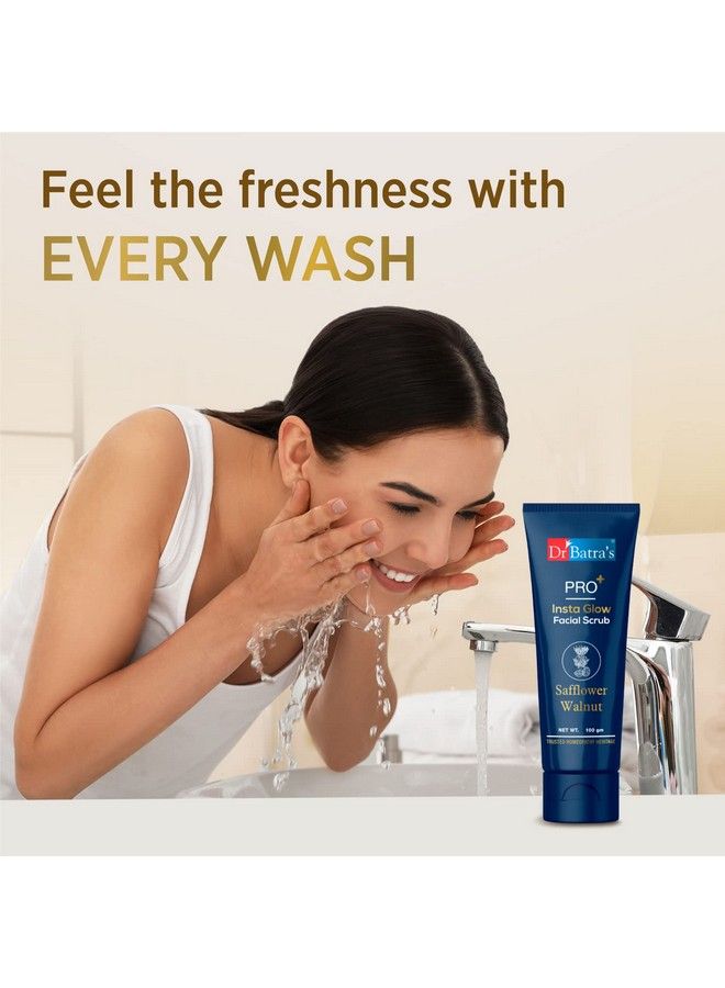 Dr Batra's Pro+ Insta Glow Facial Scrub. Unclogs Skin Pores. Brightens Skin Tone Provides Even Complexion ; With Echinacea Safflower Walnut 100 G. - Image 4