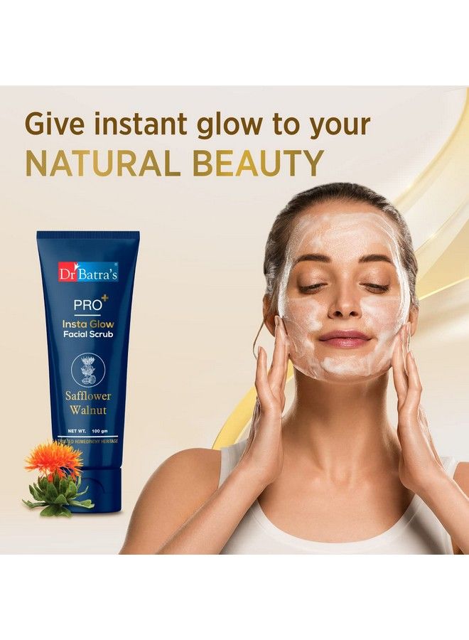 Dr Batra's Pro+ Insta Glow Facial Scrub. Unclogs Skin Pores. Brightens Skin Tone Provides Even Complexion ; With Echinacea Safflower Walnut 100 G. - Image 3