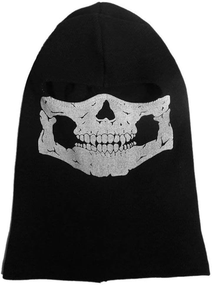 Aikuer Black Balaclava Ghosts Skull Full Face Mask, Windproof Ski Motorcycle Face Masks Tactical Balaclava Hood for Men Women Youth Halloween Cosplay Outdoor Sport Cycling Skiing Hiking - Image 1