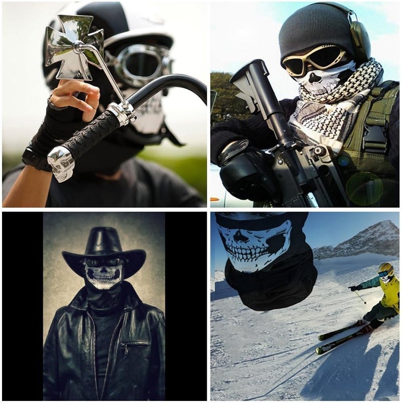 Aikuer Black Balaclava Ghosts Skull Full Face Mask, Windproof Ski Motorcycle Face Masks Tactical Balaclava Hood for Men Women Youth Halloween Cosplay Outdoor Sport Cycling Skiing Hiking - Image 4