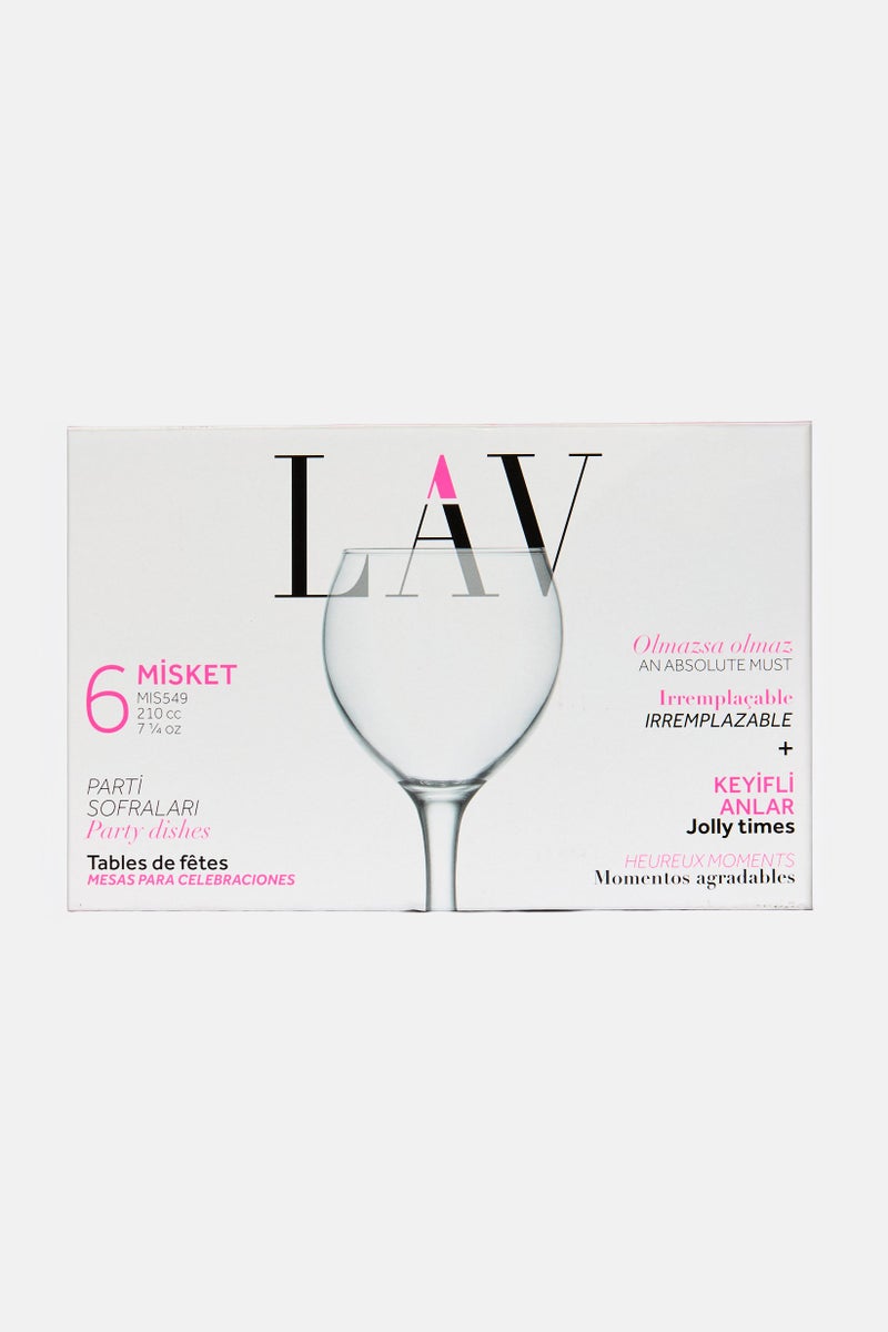 LAV 6 Pieces Misket Wine Glass 210ml, Transparent - Image 3