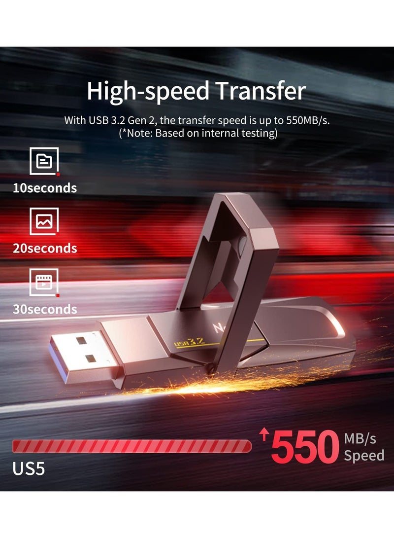Netac Netac US5 512GB Solid USB State Drive Portable SSD 128GB External Type-c and USB 3.2 Dual Interface for Smartphone and Computer Notebook  - Image 5