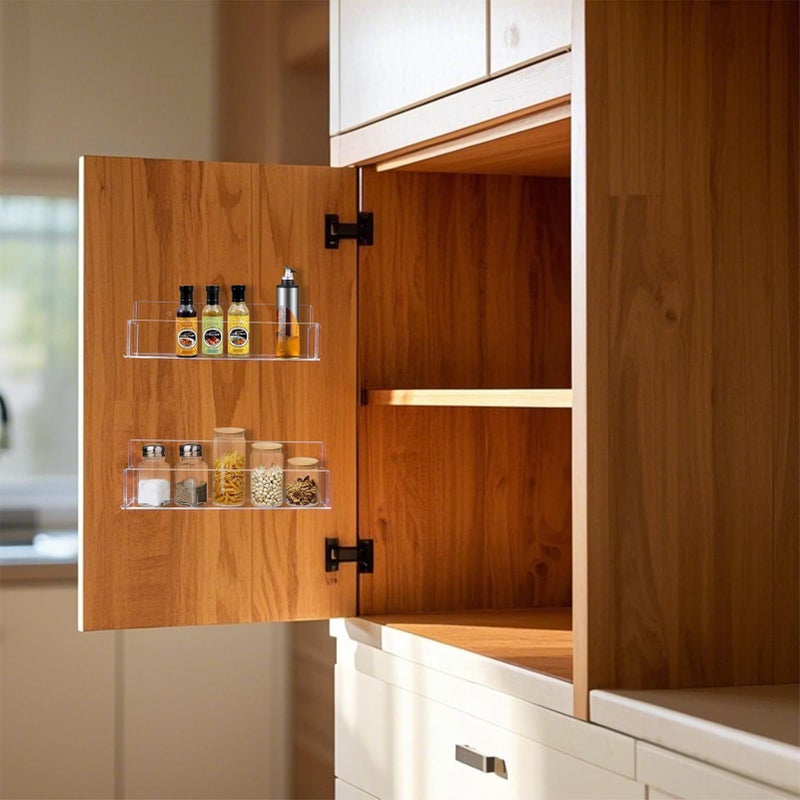 Acrylic Wall Mounted Spice Rack 9 Inch 2 Packs Kitchen Pantry Organizer - Image 3