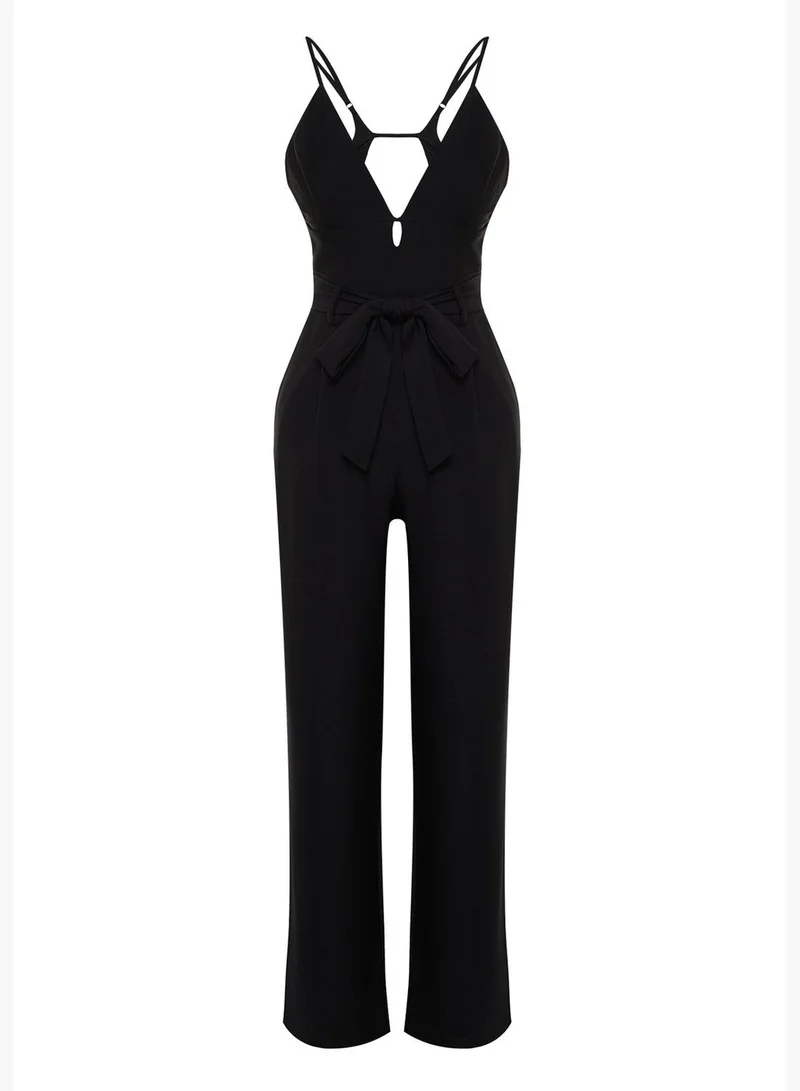 trendyol Black Window/Cut Out Detailed Jumpsuit TPRSS24TU00000