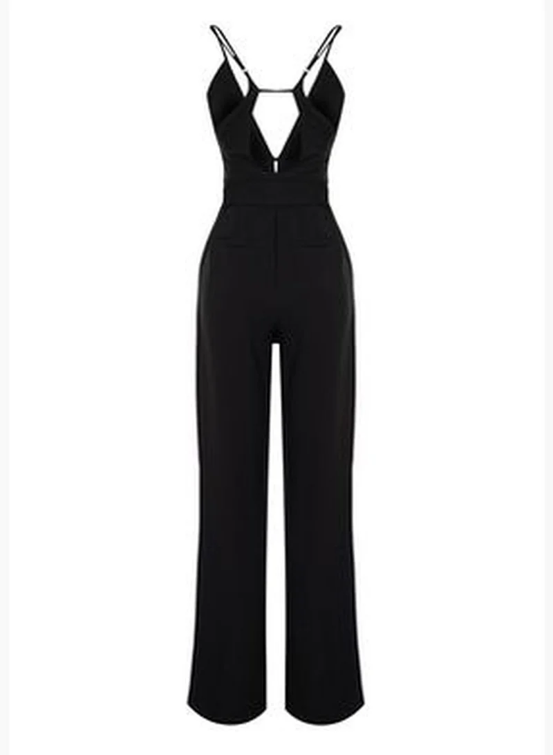 trendyol Black Window/Cut Out Detailed Jumpsuit TPRSS24TU00000