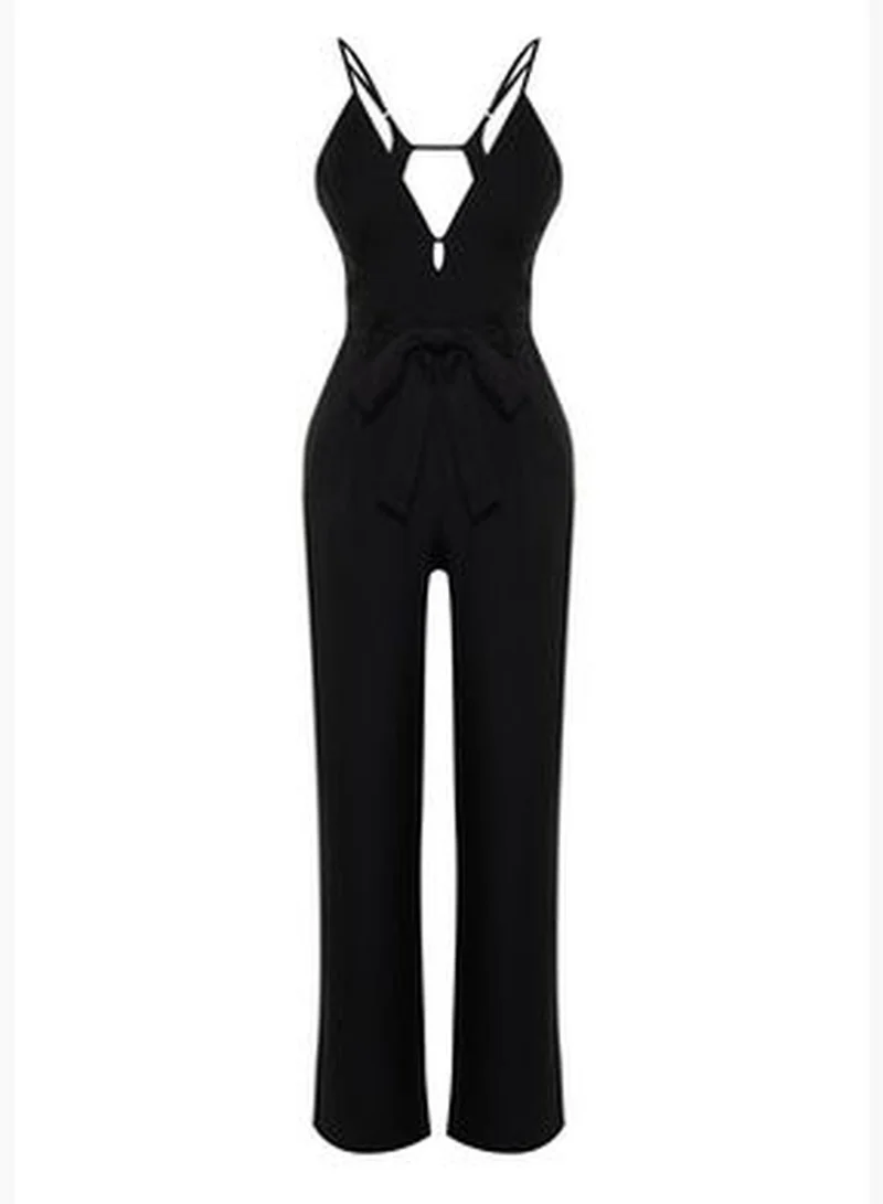 trendyol Black Window/Cut Out Detailed Jumpsuit TPRSS24TU00000