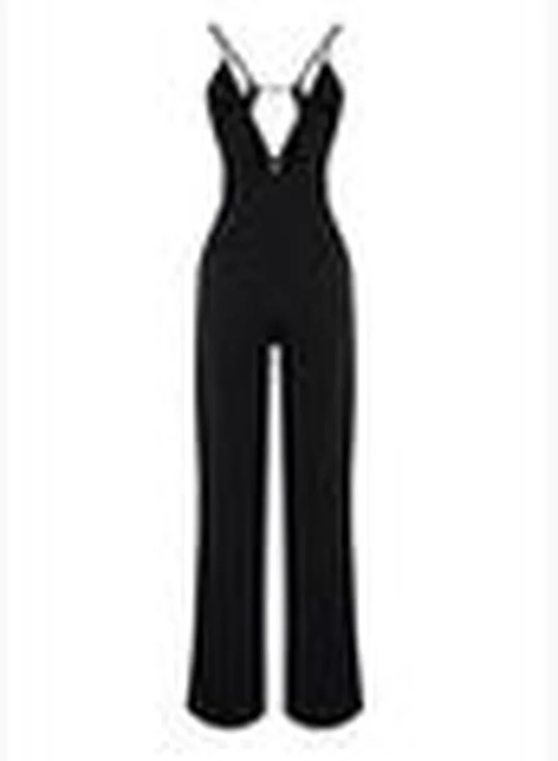 trendyol Black Window/Cut Out Detailed Jumpsuit TPRSS24TU00000
