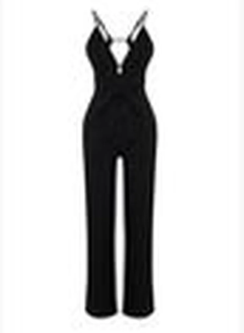 trendyol Black Window/Cut Out Detailed Jumpsuit TPRSS24TU00000