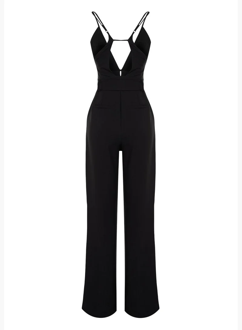 trendyol Black Window/Cut Out Detailed Jumpsuit TPRSS24TU00000