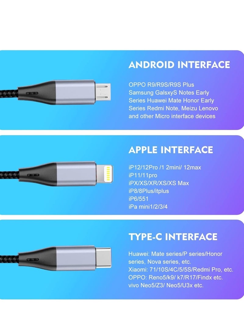 JAJEEK "3-in-1 USB Phone Charger Cable – 5A Fast Charging Braided Nylon Cord" - Image 2