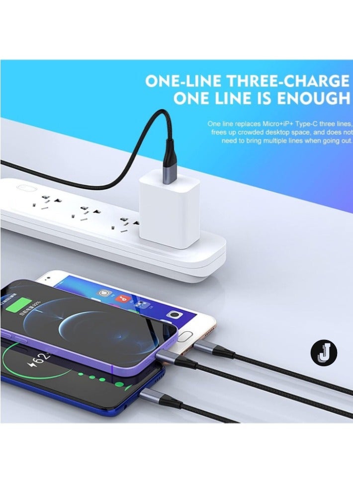 JAJEEK "3-in-1 USB Phone Charger Cable – 5A Fast Charging Braided Nylon Cord" - Image 5