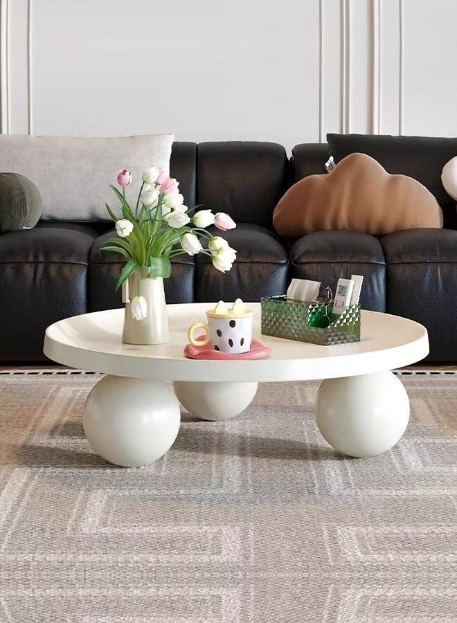 فاشون هوم طاولة قهوة معدنية مستديرة بتصميم عصري متعددة الأغراض وقواعد دائرية سميكة ومنخفضة المنتصف لغرفة المعيشة والمكتب 75 × 30 سم  - Image 1