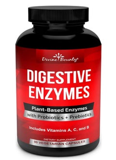 Divine Bounty Digestive Enzymes with Probiotics & Prebiotics 90 Vegetarian Capsules 