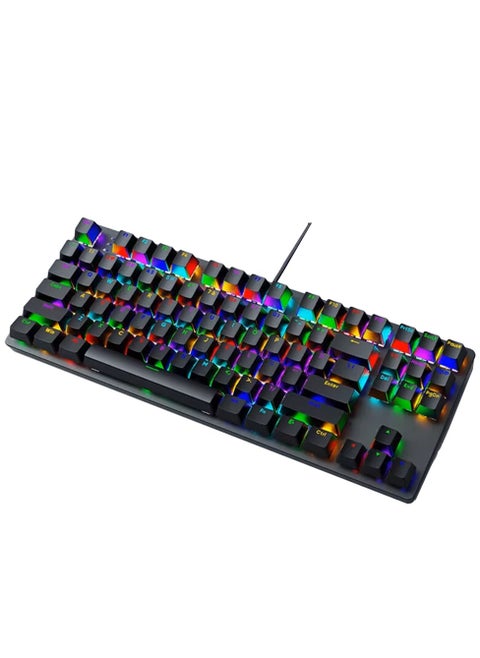 Wired Gaming Mechanical Keyboard AK87 RGB , Blue Switch ,  Hot Swap ,  87 English Keys Layout , Compatible with Windows xp / Windows 7/8/10 / Mac Operating System - Black