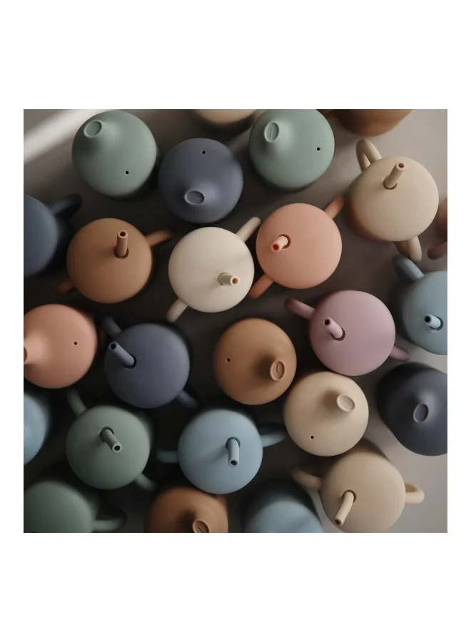 mushie Silicone Training Cup + Straw Powder Blue