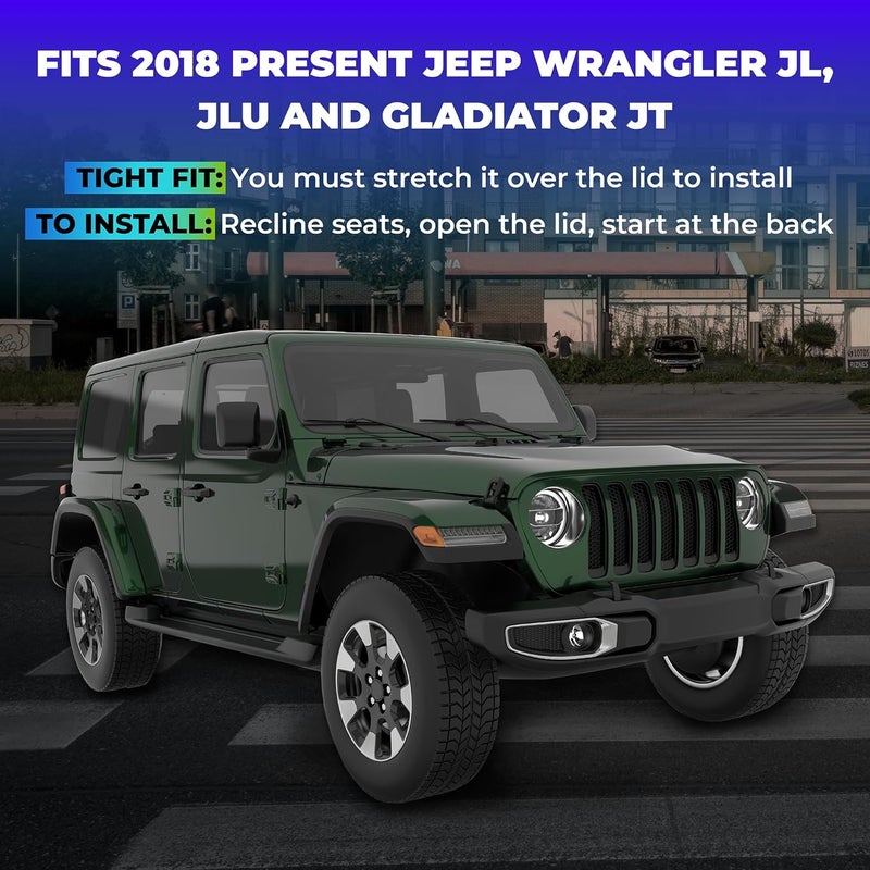 Koverz Neoprene Console Cover Armrest Pad with Keyhole Compatible with Jeep Wrangler JL JLU Gladiator JT Sahara Sport Rubicon Unlimited 2018 to Present - Black | See Install Notes & Video - Image 3