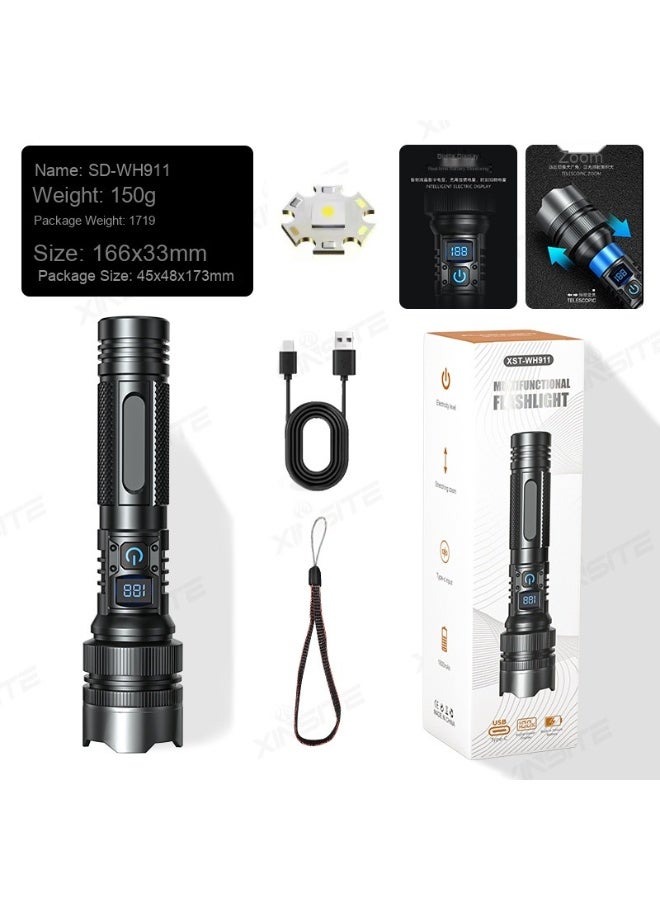 NIBEMINENT High-Power Bright White Laser Flashlight with Digital Display - Long-Range Emergency Light