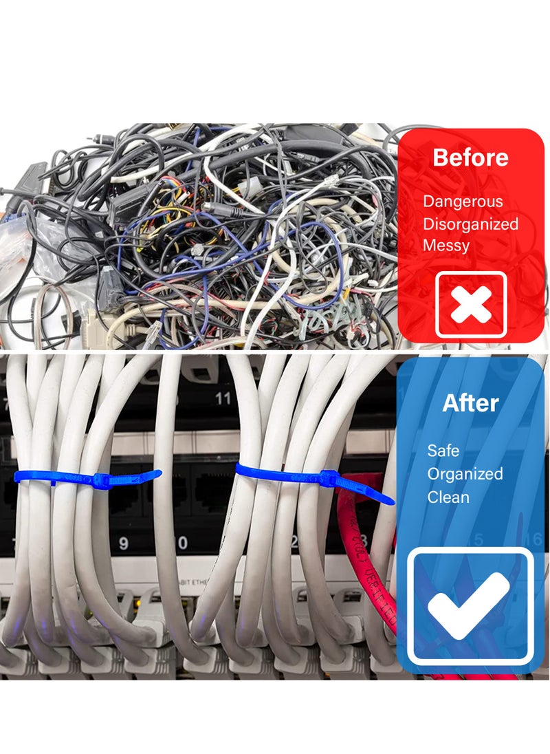 Hi Care Self-Locking Nylon Cable Ties - 300 mm, 100 PCS - UV Resistant Heat Resistant Zip Ties for Cable Management and Organization (Blue)  - Image 5