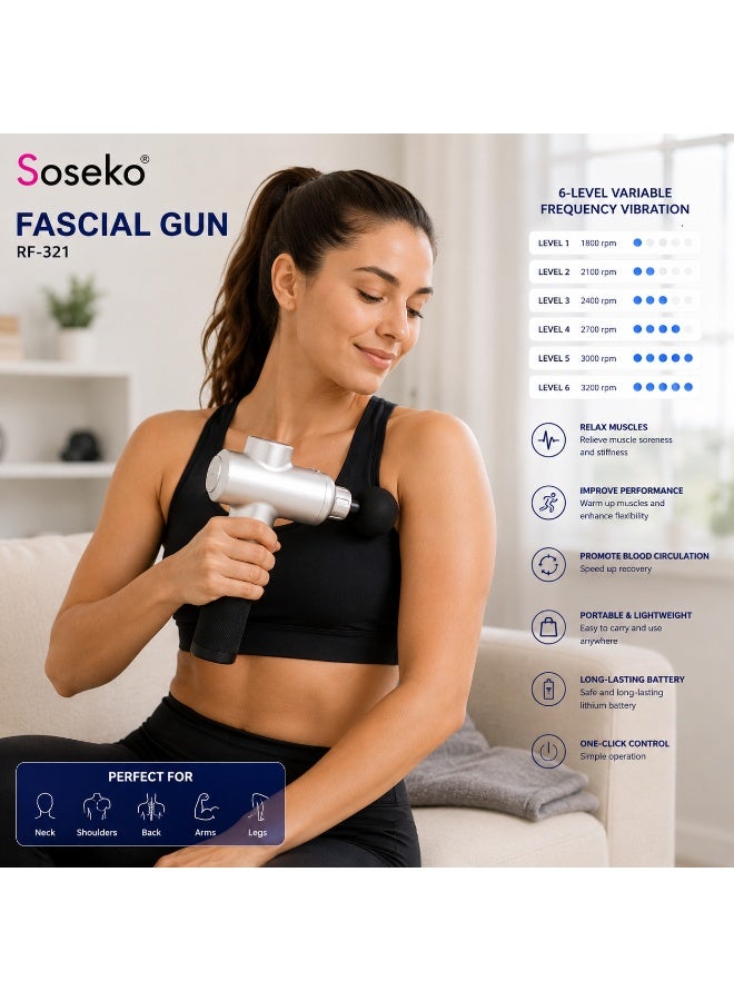 سوسيكو مسدس تدليك العضلات بالقرع العميق Soseko RF-321 مع 6 مستويات سرعة - Image 2