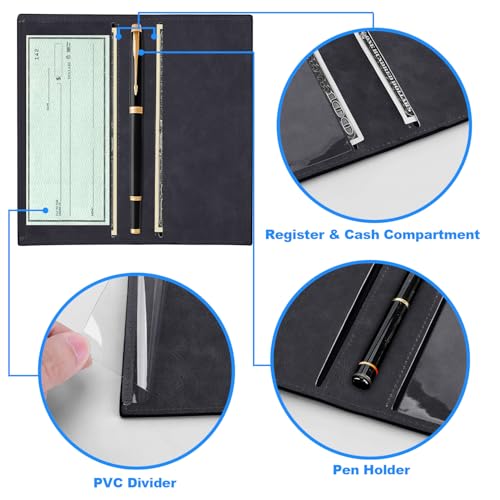 CASMONAL Premium Leather Checkbook Cover for Men and Women Checkbook Holder Wallet RFID Blocking - Image 3