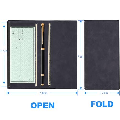 CASMONAL Premium Leather Checkbook Cover for Men and Women Checkbook Holder Wallet RFID Blocking - Image 4