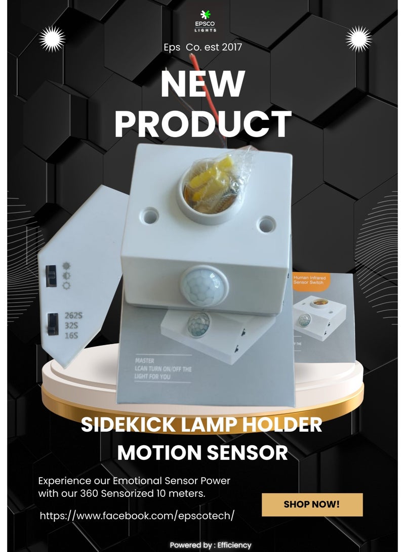 EPSCO PIR Motion Sensor Light Bulb Socket Holder - E27 Lamp Base Adapter for Energy Saving Security Ligh - Image 2