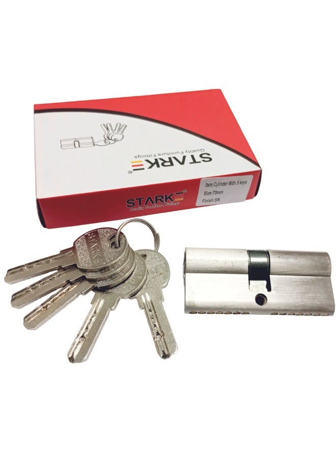 Stark Secure Door Cylinder 70mm with 5 Computer Keys Advanced Security Solution for Your Home or Office Entrance