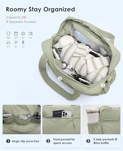 Uselike Gym Bag for Women, Travel Duffle Bags with Wet Pocket, Lightweight Carry on Bag Overnight Weekender Duffel Bag, Water Resistant (Light Green) - Image 3
