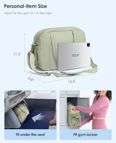 Uselike Gym Bag for Women, Travel Duffle Bags with Wet Pocket, Lightweight Carry on Bag Overnight Weekender Duffel Bag, Water Resistant (Light Green) - Image 5