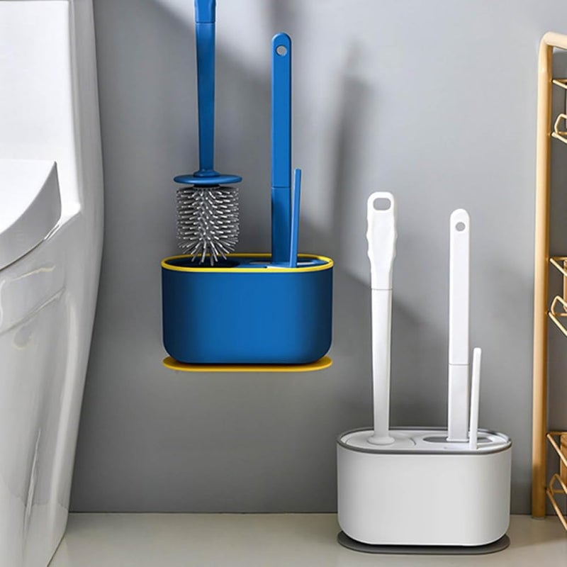 PASHANDOZ 3 in 1 Toilet Brush Set with Holder Wall Mounted Toilet Brush Set with Hanging Stand Silicone Toilet Cleaning Brush with Holder Toilet Cleaner Brush Silicone Brush for Toilet Cleaning - Image 3