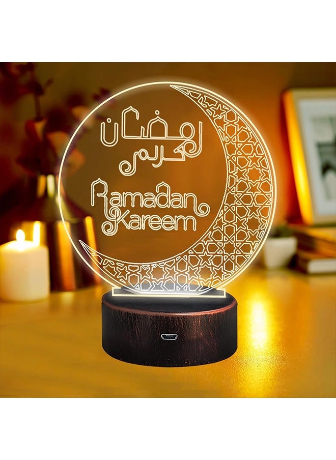 Yoawllty Ramadan Decorations Lights, Ramadan LED Night Light, Ramadan Table Decor Crescent Lamp, Moon Decorations Lights Home Crafts Decor  - Image 1