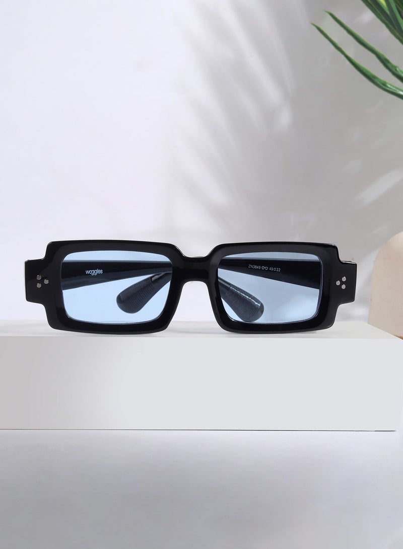 ووجلز نظارات شمسية مستطيلة زرقاء بتصميم فاخر للرجال والنساء بحماية % من الأشعة فوق البنفسجية - Image 1