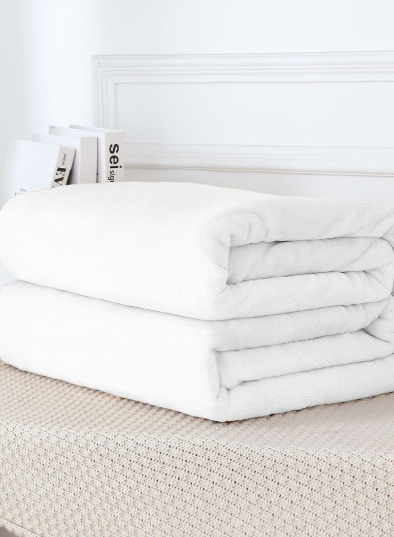 Loquat Solid Color Cloud Sable Blanket Office Nap Blanket Air Conditioned Roof Blanket Flannel Blanket White  - Image 1