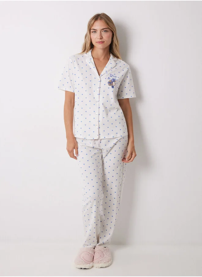 women'secret 100% cotton shirt pajamas with blue hearts