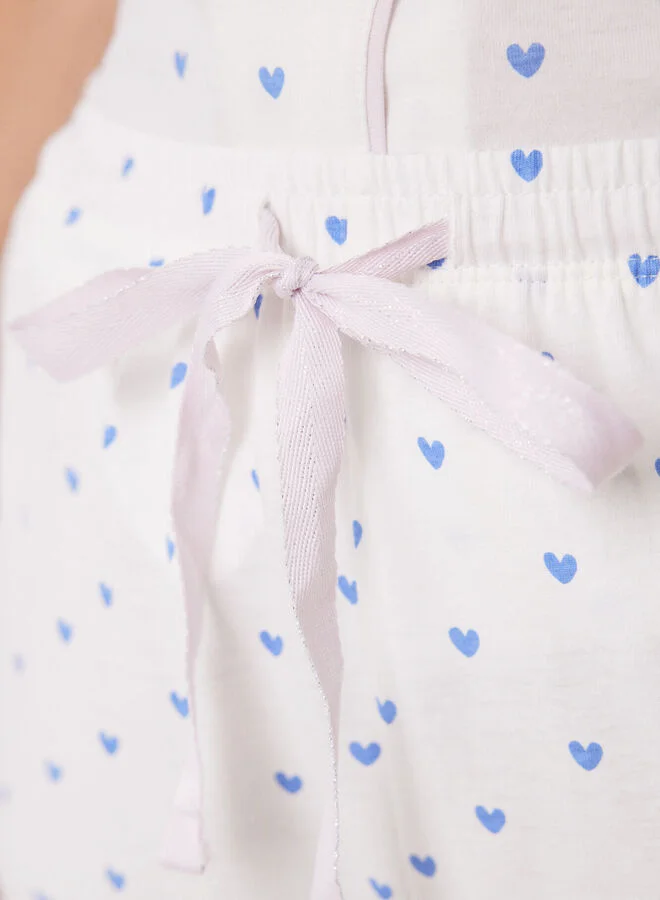 women'secret 100% cotton shirt pajamas with blue hearts
