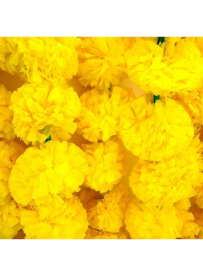 DRYPHON Artificial Flowers for Decoration, Marigold Garlands Decoration, Diwali Decoration Items for Home Decor, Pooja Room Decorations, Ganpati Decoration Combo (Yellow, Pack of 15) - Image 5