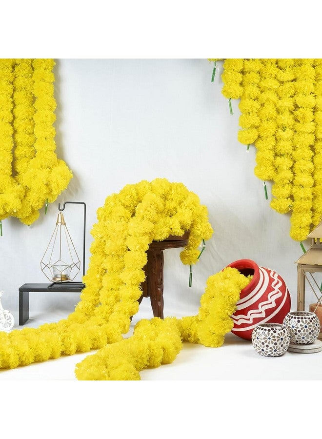 DRYPHON Artificial Flowers for Decoration, Marigold Garlands Decoration, Diwali Decoration Items for Home Decor, Pooja Room Decorations, Ganpati Decoration Combo (Yellow, Pack of 15) - Image 3