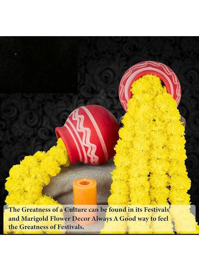DRYPHON Artificial Flowers for Decoration, Marigold Garlands Decoration, Diwali Decoration Items for Home Decor, Pooja Room Decorations, Ganpati Decoration Combo (Yellow, Pack of 15) - Image 4