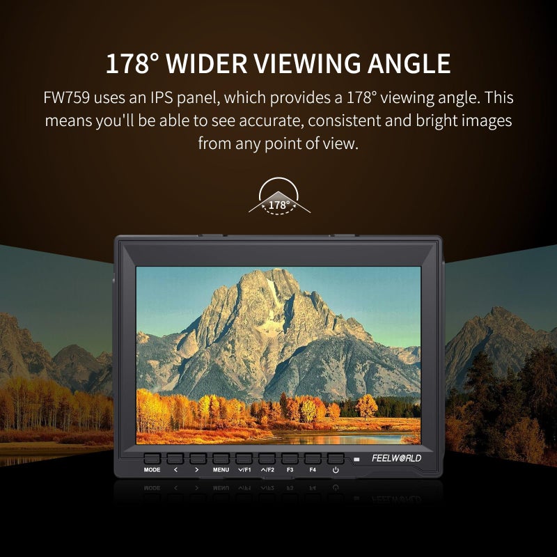 FEELWORLD FW759 شاشة ميدان لكاميرا DSLR بحجم 7 إنش HD فيديو مساعد نحيف IPS 1280x800 4K HDMI 1080p مع واقي شمس - Image 5