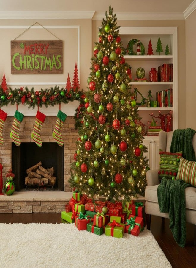 چوينت مجموعة زينة شجرة عيد الميلاد من جونتي، 66 قطعة، كرات لامعة باللون الأخضر الليموني والأحمر، زينة على شكل قزم مع حلقة تعليق، مثالية لتزيين المنزل في فصل الشتاء، داخليًا وخارجيًا. - Image 4