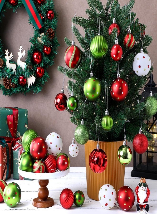 چوينت مجموعة زينة شجرة عيد الميلاد من جونتي، 66 قطعة، كرات لامعة باللون الأخضر الليموني والأحمر، زينة على شكل قزم مع حلقة تعليق، مثالية لتزيين المنزل في فصل الشتاء، داخليًا وخارجيًا. - Image 5