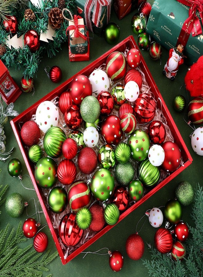 چوينت مجموعة زينة شجرة عيد الميلاد من جونتي، 66 قطعة، كرات لامعة باللون الأخضر الليموني والأحمر، زينة على شكل قزم مع حلقة تعليق، مثالية لتزيين المنزل في فصل الشتاء، داخليًا وخارجيًا. - Image 2