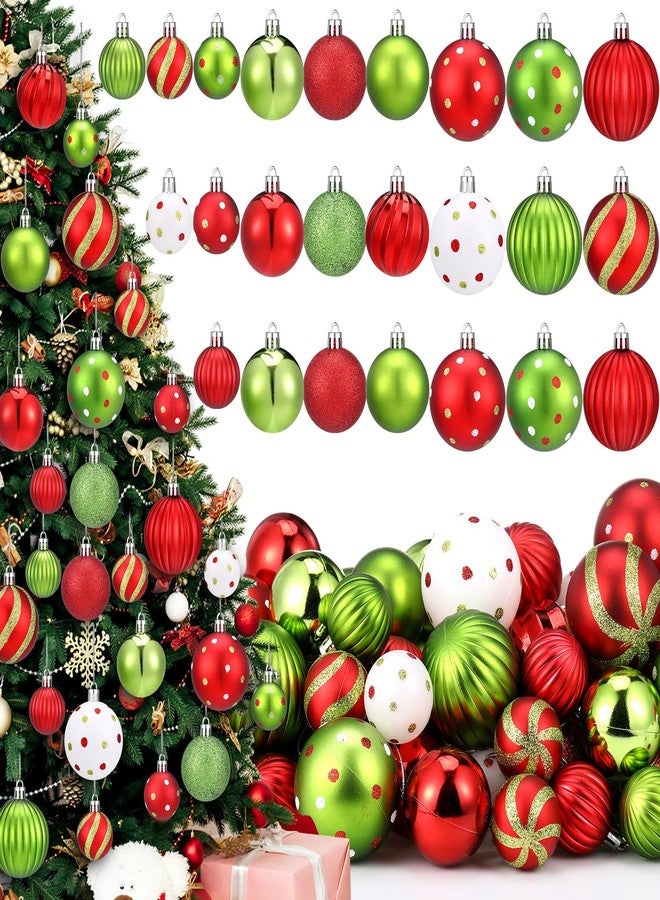 چوينت مجموعة زينة شجرة عيد الميلاد من جونتي، 66 قطعة، كرات لامعة باللون الأخضر الليموني والأحمر، زينة على شكل قزم مع حلقة تعليق، مثالية لتزيين المنزل في فصل الشتاء، داخليًا وخارجيًا. - Image 1