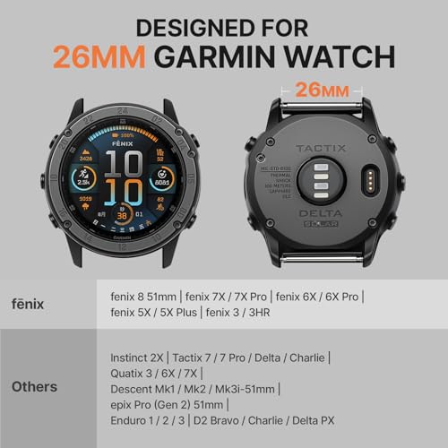 Bandletic 26mm Quick Fit Nylon Strap Compatible with Garmin Fenix 8 51mm 7X 6X 5X Watch Band Replacement for Fenix 7X 6X Pro5X Plus33 HRInstinct 2X Solar 3 50mm EnduroQuatixTactixEpix Pro2 - Image 3