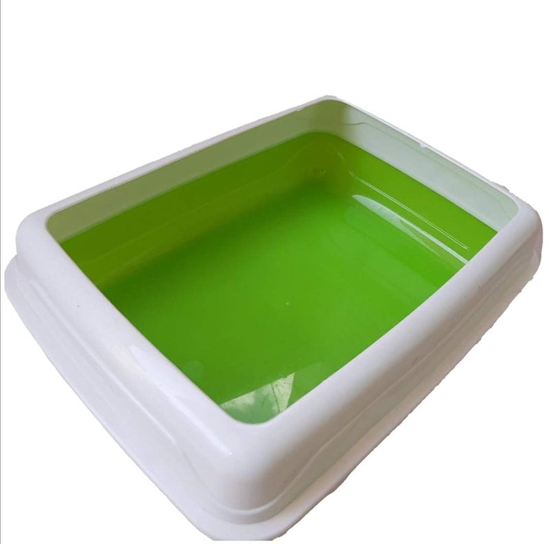 Professional Green Pet Litter Box - High-Efficiency 40x32cm Sand Box - Durable Removable Top Waste Container - Manual Domestic Feline Sanitation Utility