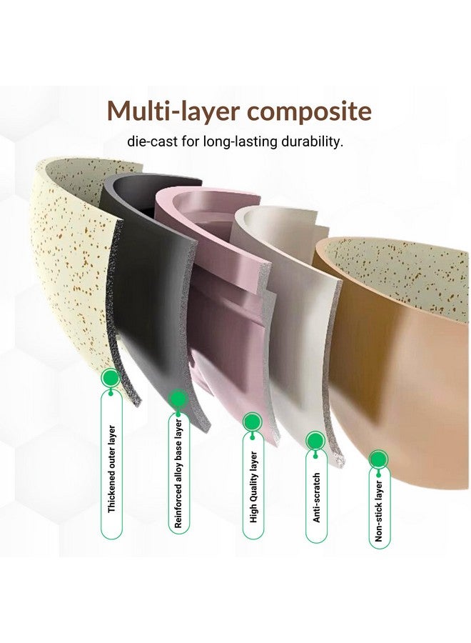 Home Essentials HomeEssentials Non Stick Maifan Stone Frying Pan - Fry Pan with Lid & Wooden Handle/Pre Seasoned 5 Layer Maifan Medical Stone Pan/All Gas & Induction Compatible / 26CM, 2.2 Litre - Image 5