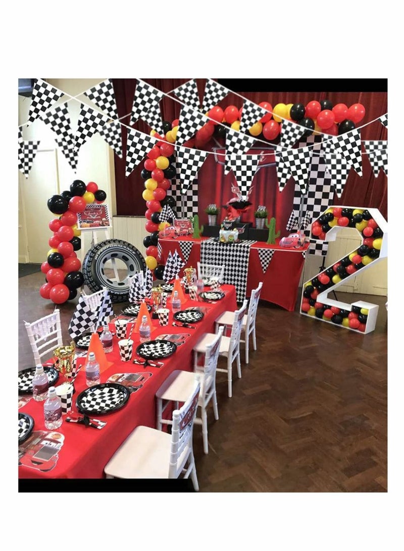 Captaintech 30M Black and White Banner with 48 Pcs Triangle Flags, PE Material Banners for Race Car Competitiony, Outdoor and Indoor Activity, Birthday Decorate, Wedding, Party Decoration - Image 3