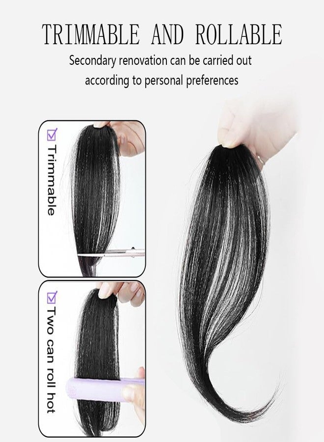 Aeenioy Front Hair Extensions for Women, Bangs Hairs Extensions for Women, Hair Topper for Women Thin Hair, Natural Black Hairs Extension for Quick Hairstyle Change, Face-Framing Hair Extensions - Image 4
