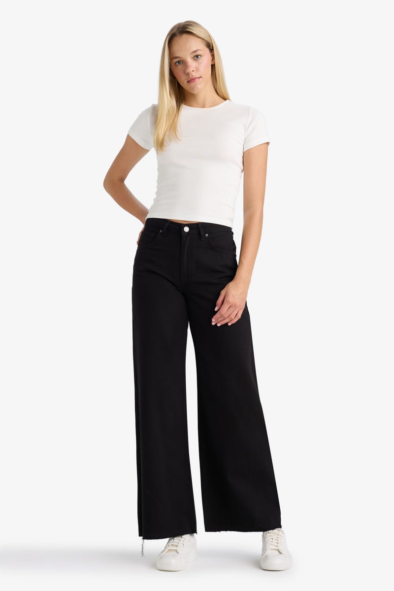 DeFacto Black Woman Wide Leg Trousers Casual - Image 1
